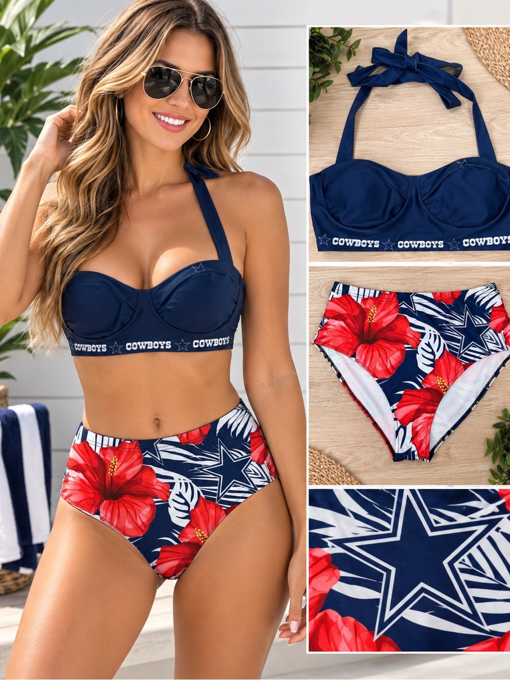 🏈⭐ Dallas Cowboys 2-Piece Swimsuit – Size Large – NEW WITHOUT TAGS